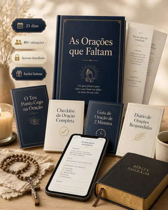 Mockup do guia As Orações que Faltam com os bônus